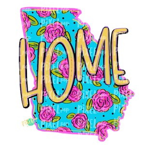 State of Georgia Shape Home Floral PNG | Georgia State | Home State | Sublimation Design | Heat Transfer | Digital | Flower Background