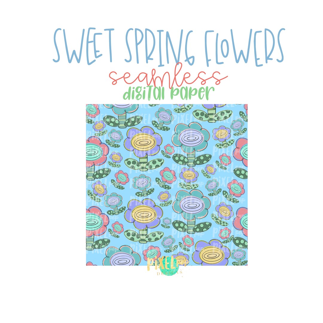 Sweet Spring Flowers Seamless Digital Paper PNG Flower Art - Etsy