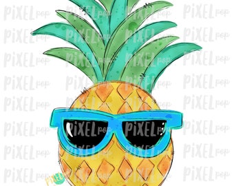 Pineapple with Sunglasses Design | Sublimation | Fruit | Hand Drawn PNG | Sublimation PNG | Digital Download | Printable Art | Clip Art