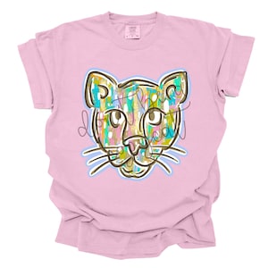 Pastel Paint Doodle Panthers Mascot PNG Design Team Spirit Art Cougars Spirit Digital Download Printable Artwork DTF Screenprint Transfer