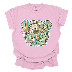 Pastel Paint Doodle Bulldog Mascot PNG Design Team Spirit Bulldogs Spirit Digital Download Printable Artwork for DTF Screenprint Transfer