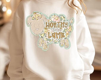 Worthy is the Lamb Floral Easter Resurrection PNG | Religious Stone Design | He is Risen | Seasonal Design | Easter Sublimation Design