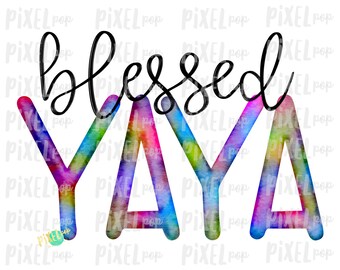 Blessed Yaya Watercolor Mother's Day Sublimation Design PNG | Hand Drawn PNG | Sublimation PNG | Digital Download | Printable Art | Clip Art