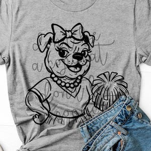 Vintage Cheer Bulldogs Hand Drawn Spirit PNG | Bulldog Cheerleading School Mascot Digital | Sublimation, DTF, Screenprint Transfer Design