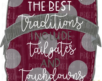 Kastanienbraun und Grau Silber Tailgates und Touchdowns Tradition Hand gezeichnete Sublimation PNG | Team | Bügelbild | Digitaldruck | Druckbar | Clip Ar