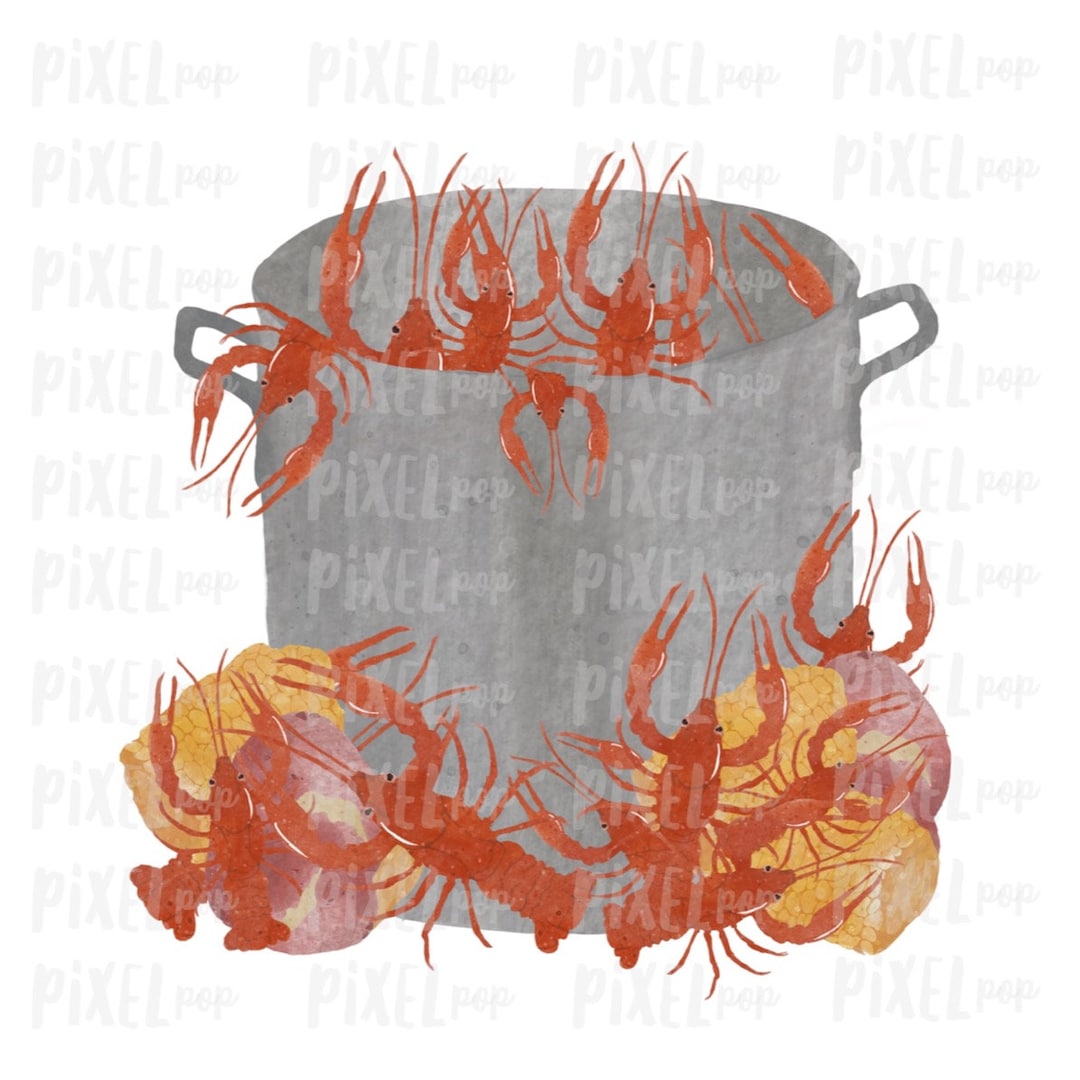 Crawfish Pot Corn Boil Cajun Transfer Design PNG | Sublimation Design ...