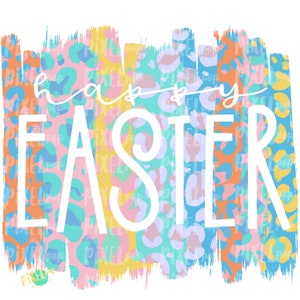 Happy Easter Pastel Leopard Brush Stroke PNG | Happy Easter | Art | Leopard Brush Strokes | Hand Painted | Digital Background | Printable