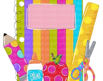 Teacher School Supplies Design PNG | School Design | School | Hand Drawn Art | Sublimation PNG | Digital Download | Printable Artwork | Art
