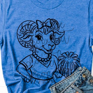 Vintage Cheer Rams Hand Drawn Spirit PNG | School Mascot Digital Design | Rams | Sublimation, DTF, Screenprint Transfer Art Design