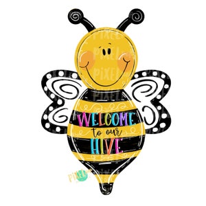 Welkom bij onze bijenkorf, png-bestand | Sublimatieontwerp | Handgeschilderd ontwerp | Dierenkunst | Bijenontwerp | Illustraties bij | Bij digitaal | Dierenkunst