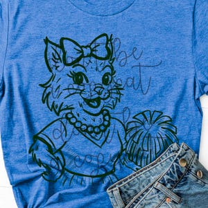 Vintage esprit dessiné main Cheer Wildcats PNG | Conception numérique de mascotte d'école | Chats sauvages | Sublimation, DTF, sérigraphie et transfert d'oeuvres d'art