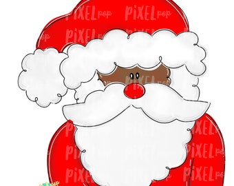 Whimsical Santa Claus Dark Skin PNG | Christmas Sublimation Design | Santa | Santa Art | Christmas | Digital Download | Printable Artwork