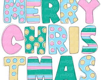 Frohe Weihnachten Pastell PNG | Weihnachtskunst | Weihnachten | Fröhliche Feiertage | Weihnachts Design | Weihnachten | Digitaler Download | Druckbare Kunst