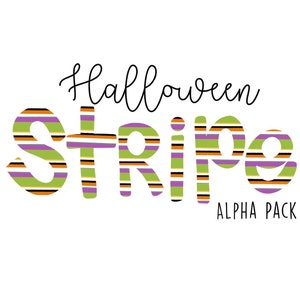 Conjunto de letras do alfabeto digital desenhado à mão com listras de Halloween | Fonte Alphapack | PNG | Arte | Letra de rabisco de sublimação | Letras de transferência
