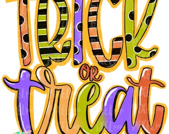 Trick or Treat Ombre PNG | Halloween Design | Hand Painted Design | Sublimation PNG | Digital Download | Printable Artwork | Halloween Art