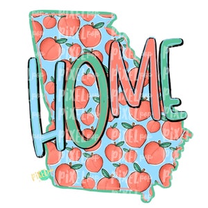 State of Georgia Shape Home Peaches PNG | Georgia State | Home State | Sublimation Design | Heat Transfer | Digital | Peaches Background