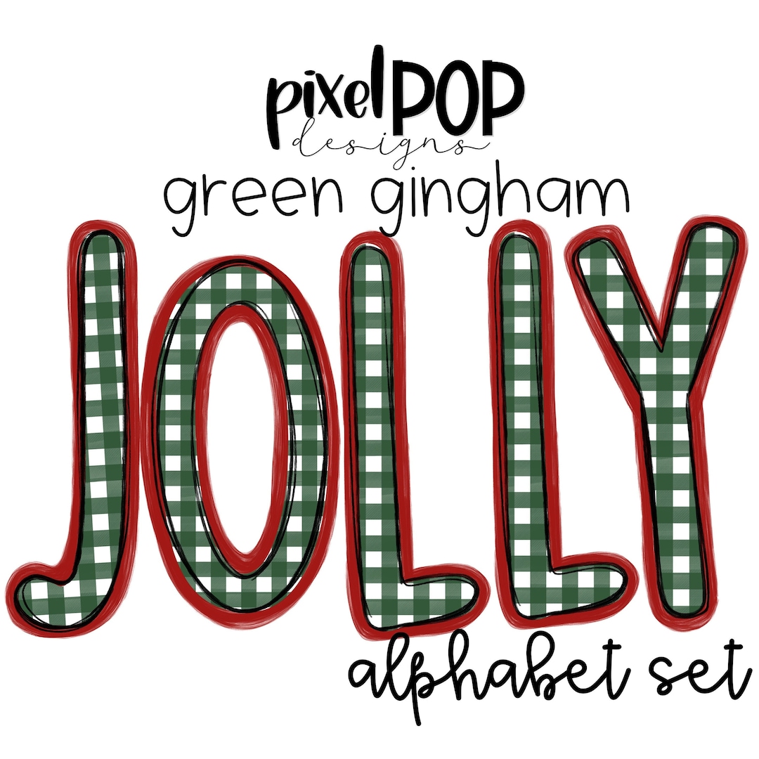 Jolly Green Gingham Alphabet Letter Set | Alphapack Font | Watercolor ...