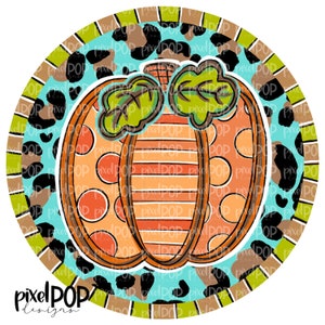 Orange Pumpkin Circle with Leopard Print PNG | Halloween Digital | Halloween Pumpkin Sublimation PNG | Pumpkin Digital Art | Pumpkin