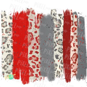 Red Grey Silver Brush Stroke Background Hand Drawn Sublimation PNG | Team Colors | Transfer | Digital Print | Printable | Clip Art