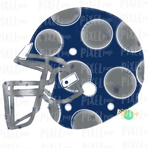 Navy and Grey Polka Dot Football Helmet Hand Drawn Sublimation PNG | Digital Design | Transfer | Digital Print | Printable | Clip Art