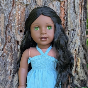 OOAK Custom American Girl Doll Bridget Black Hair Green Eyes Darkest Skin Tone Claudie Mold