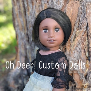 OOAK Custom American Girl Doll America Black Hair Brown Decal Eyes Darkest Skin Tone Sonali Mold CYO