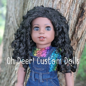 OOAK Custom American Girl Doll Nadine Black Curly Hair Brown Decal Eyes Darkest Skin Tone Makena Mold CYO