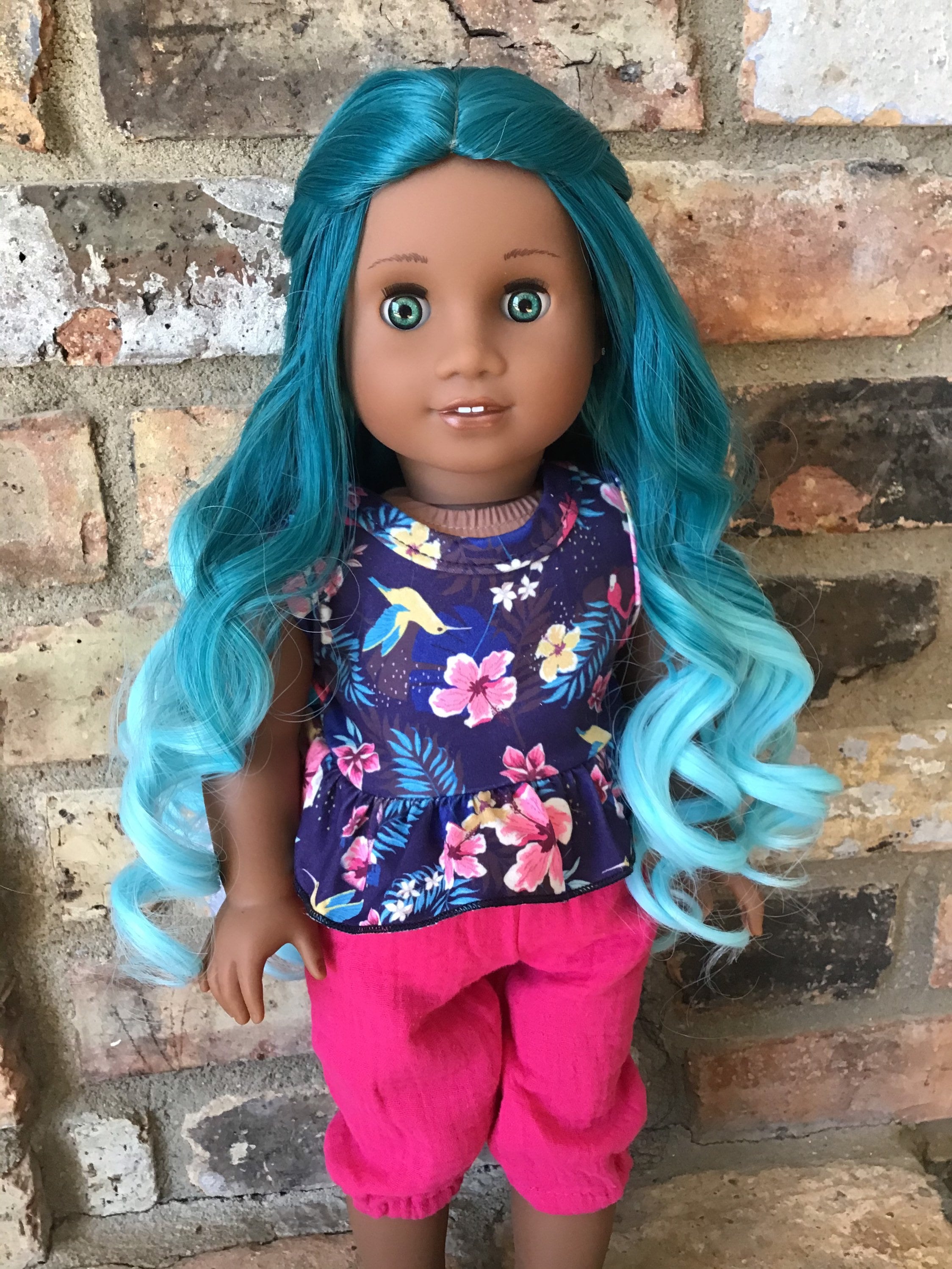 Blythe OOAK Custom African American Girl Doll Teal Ombre Curly | Etsy