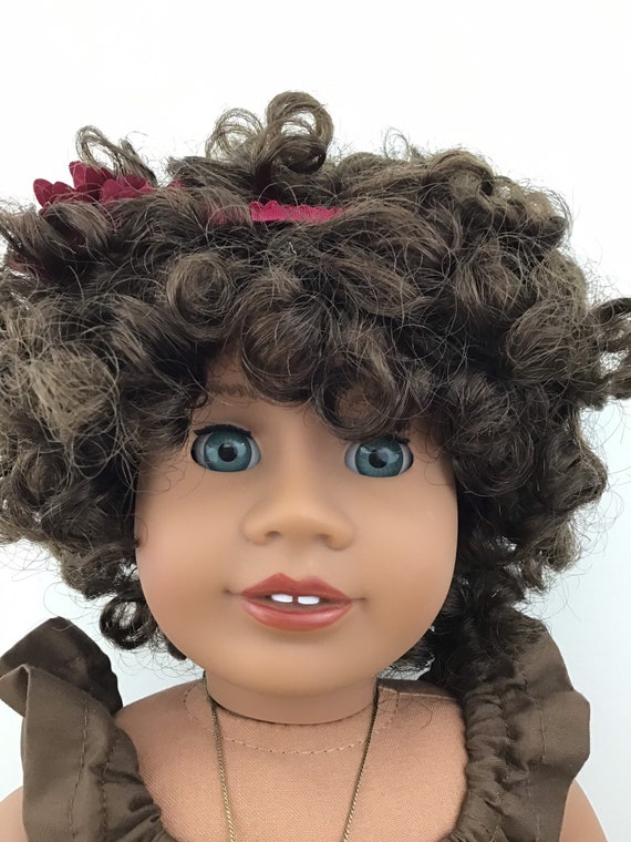 Ruby Custom Ooak African American Girl Doll Brown Curly Hair Aquamarine Marie Grace Eyes Addy Mold Medium Skin Tone