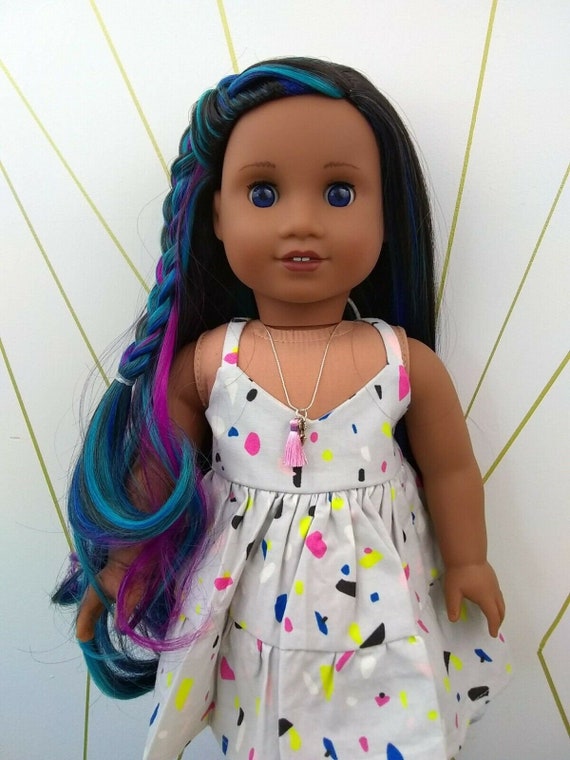 Dot Custom Ooak African American Girl Doll Blue Magenta Purple Etsy