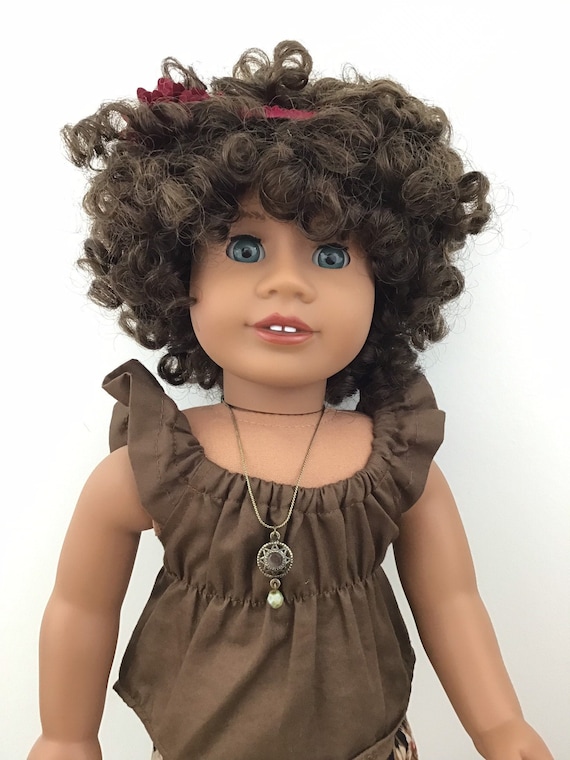 Ruby Custom Ooak African American Girl Doll Brown Curly Hair Aquamarine Marie Grace Eyes Addy Mold Medium Skin Tone