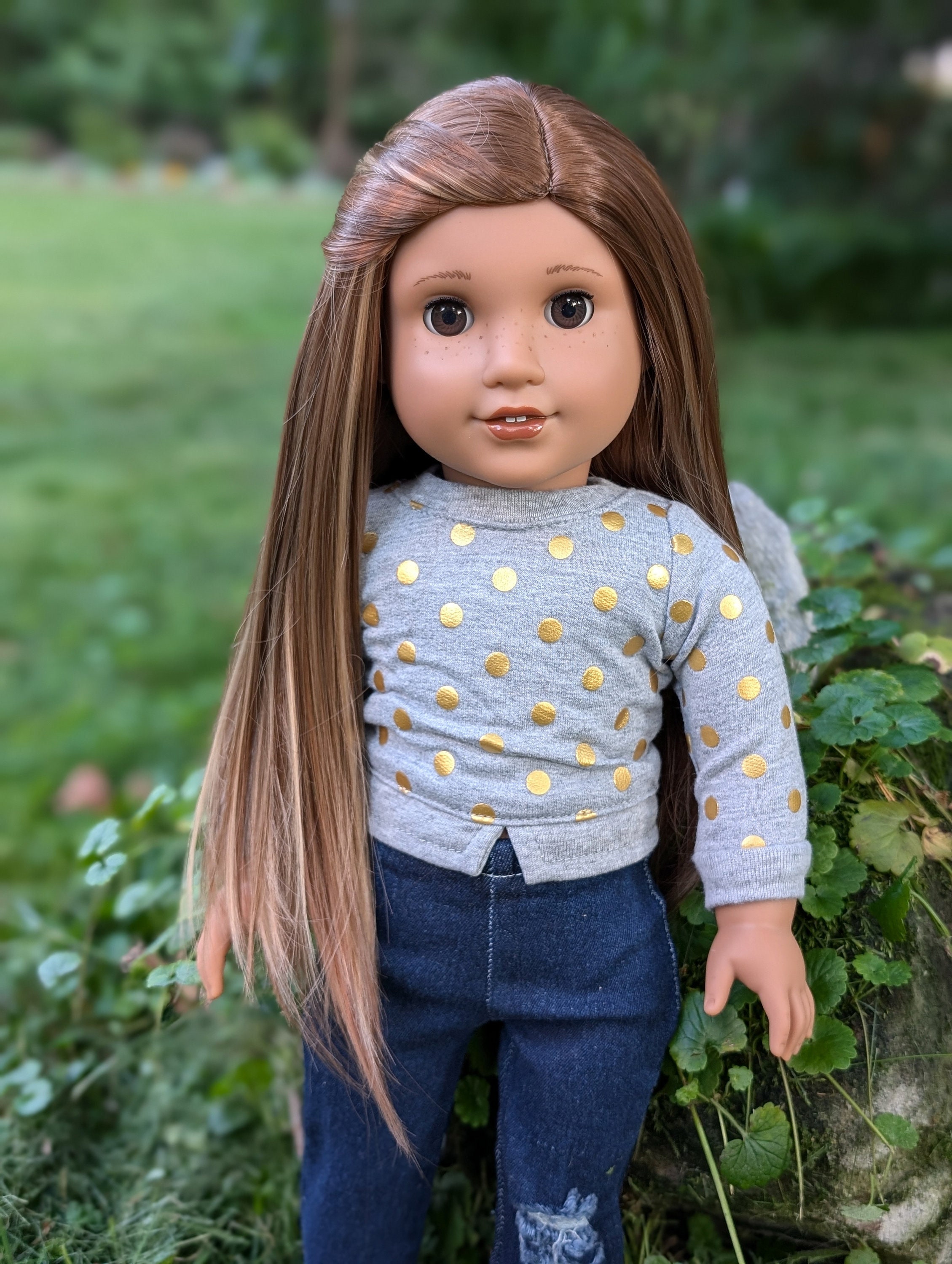 American girl doll brown hair blue eyes no freckles hotsell