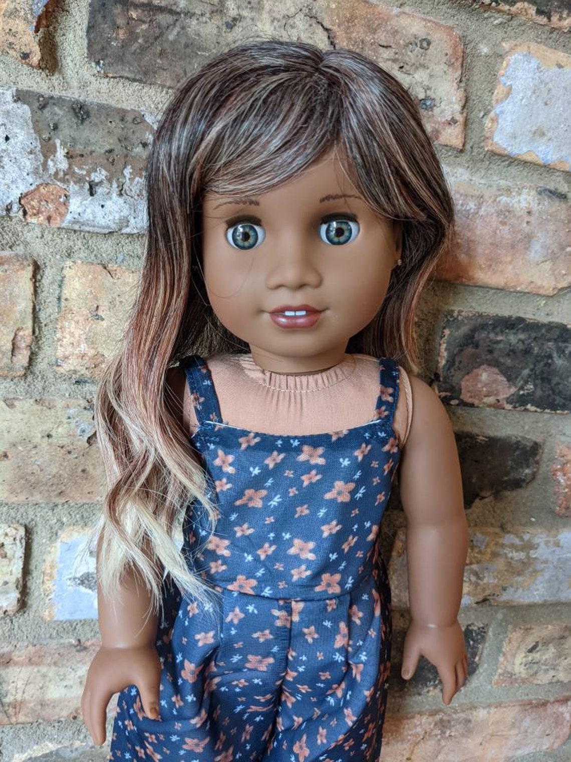 Harper Custom Ooak African American Girl Doll Dark Blue Grey Etsy