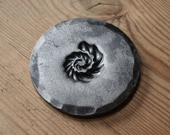 Forgeron fait rond en acier Ammonite Fossil Coaster