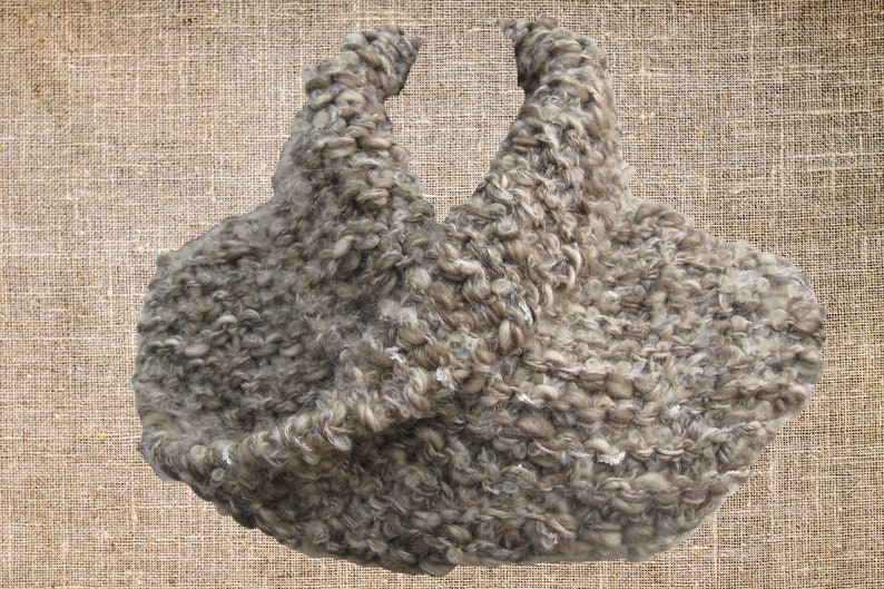 bronze green ecru and beige Outlander-inspired wool snood