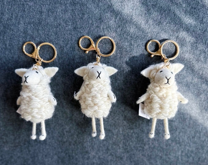 Woolly Sheep Felt Keychain Wool Felt Charm Sheep Charm Sheep Keychain