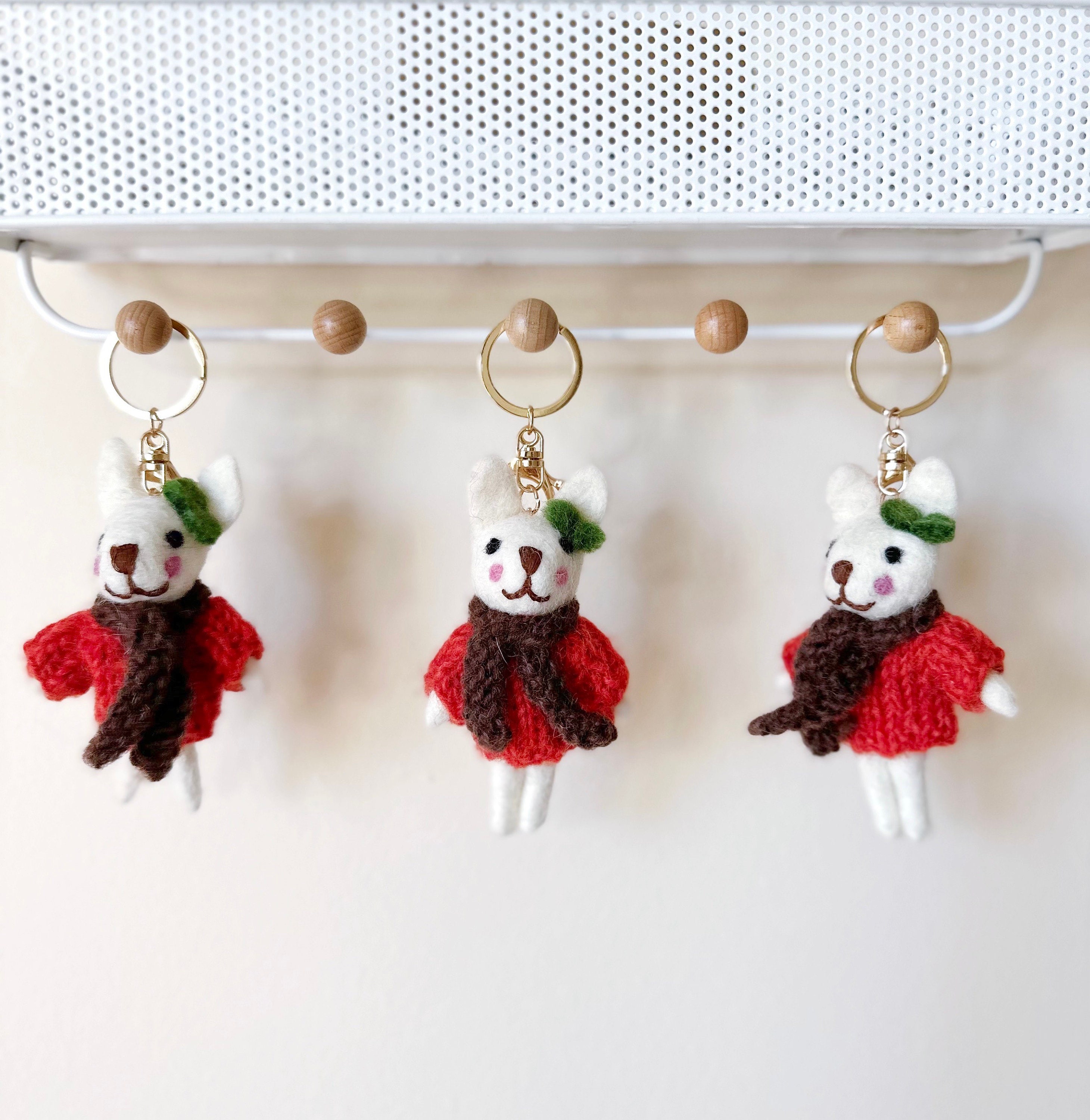 Cozy Bunny Felt Keychain Bunny Wool Felt Charm Rabbit - Etsy