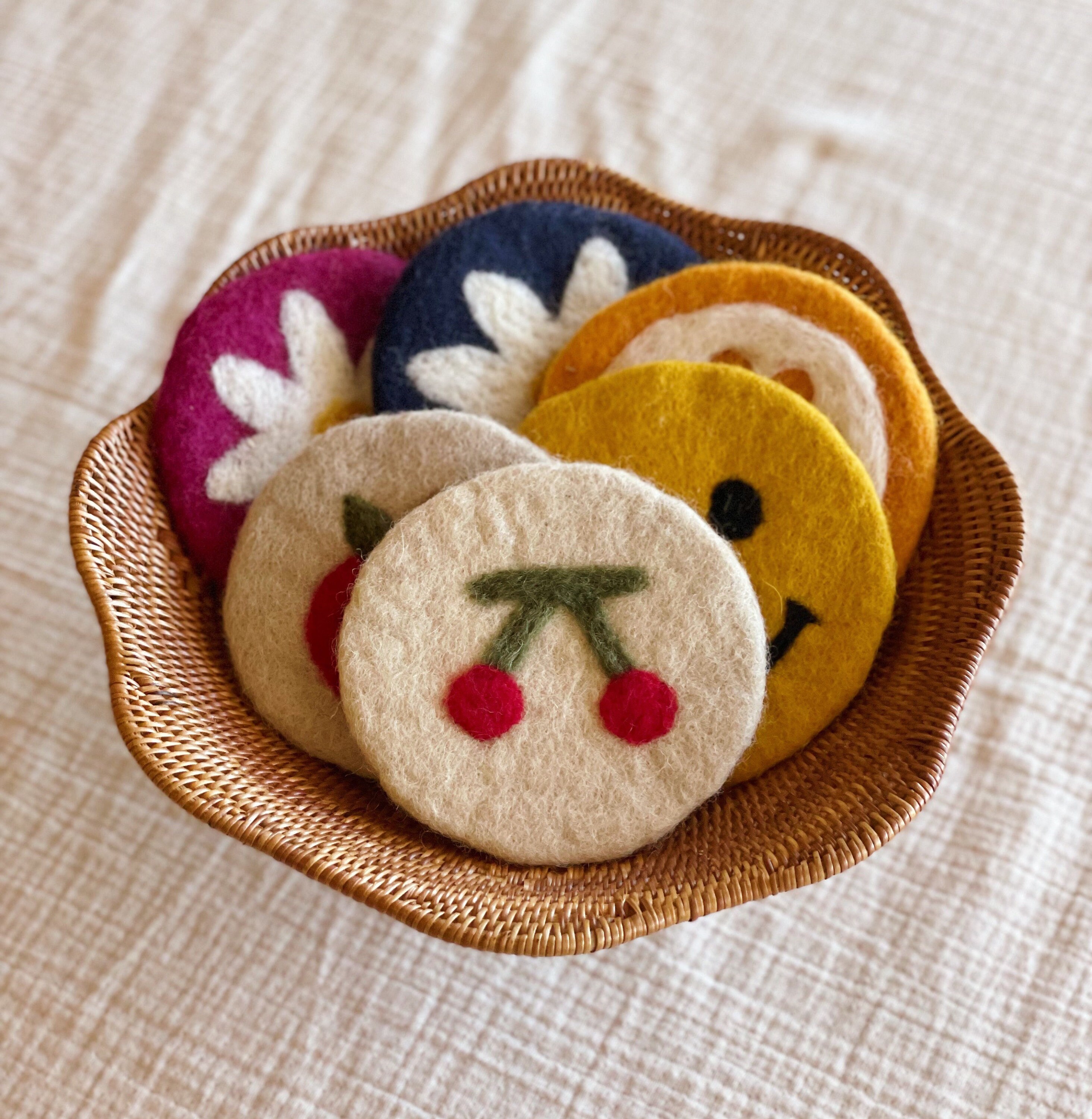 Wool Felt Coaster Drink Coaster Felted Coaster 100 Wool Etsy