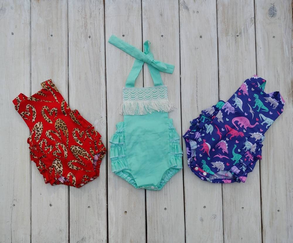 Baby Girl Dinosaur Romper 1st Birthday Dinosaur Romper Dino Etsy