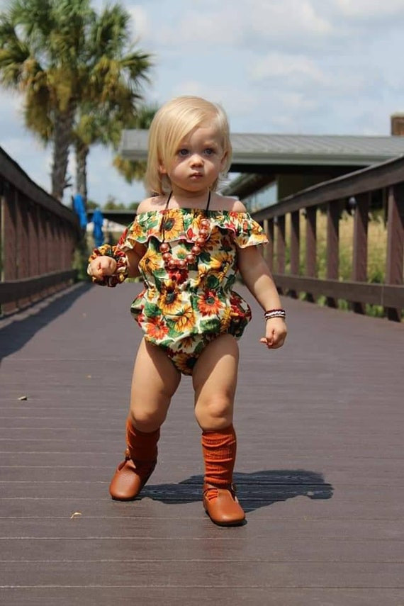 baby girl sunflower romper