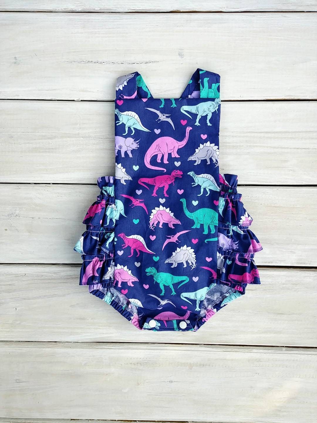 Baby Girl Dinosaur Romper 1st Birthday Dinosaur Romper Dino Etsy