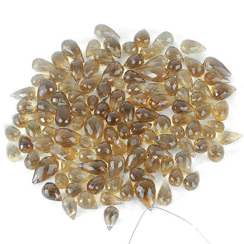 370 Cts116 Pcs AAA Finest Quality Natural Champagne Quartz Drilled Briolettes