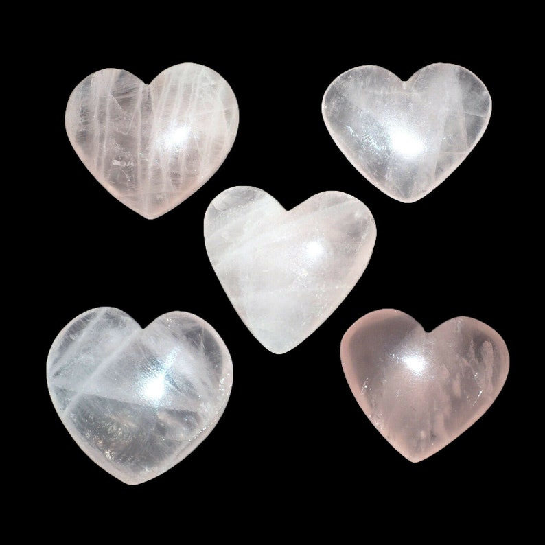 5 Pcs 26mm 29mm Natural Rose Quartz Heart Beautiful Pink Untreated Huge Gems