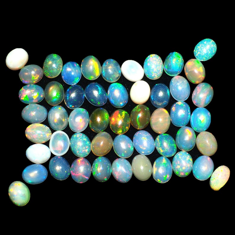 50 Pcs 5mm4mm Natural Opal Finest Quality Untreated Flashy Gems from Ethiopia