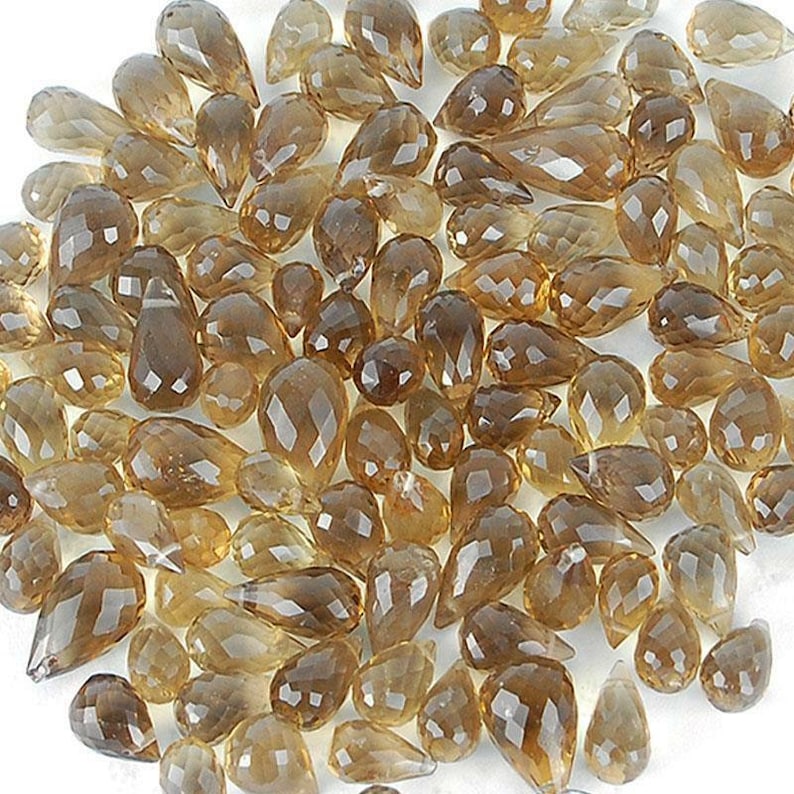 370 Cts116 Pcs AAA Finest Quality Natural Champagne Quartz Drilled Briolettes
