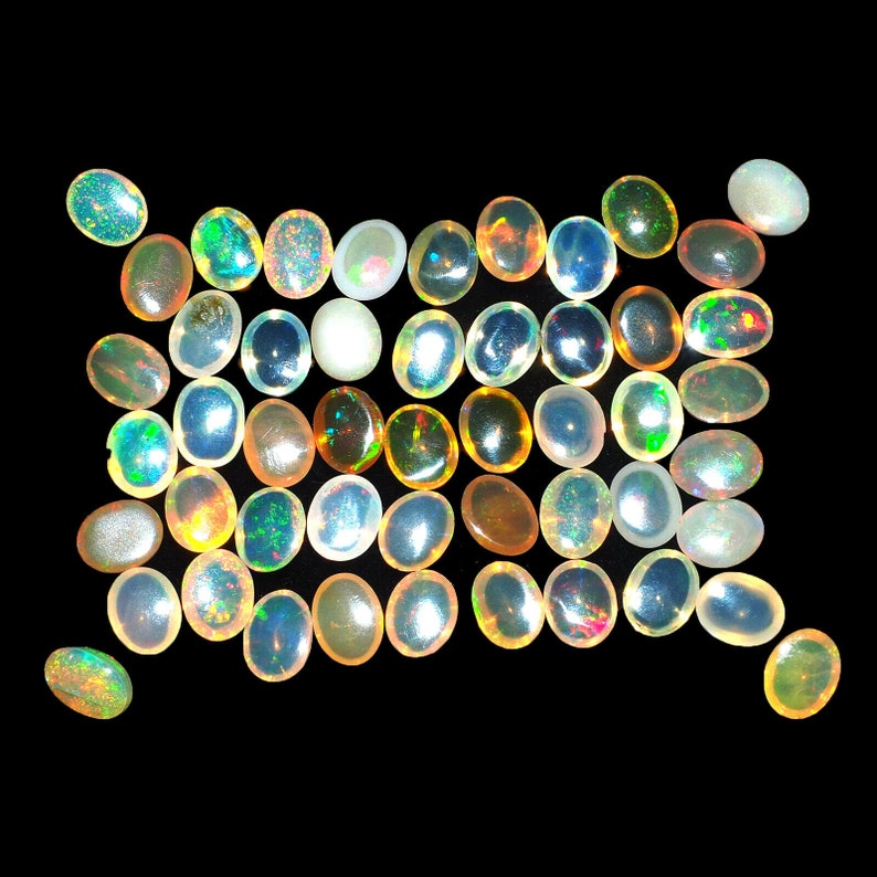 50 Pcs 5mm4mm Natural Opal Finest Quality Untreated Flashy Gems from Ethiopia