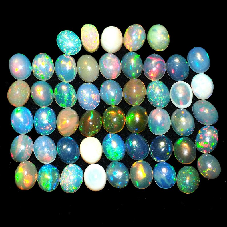 50 Pcs 5mm4mm Natural Opal Finest Quality Untreated Flashy Gems from Ethiopia