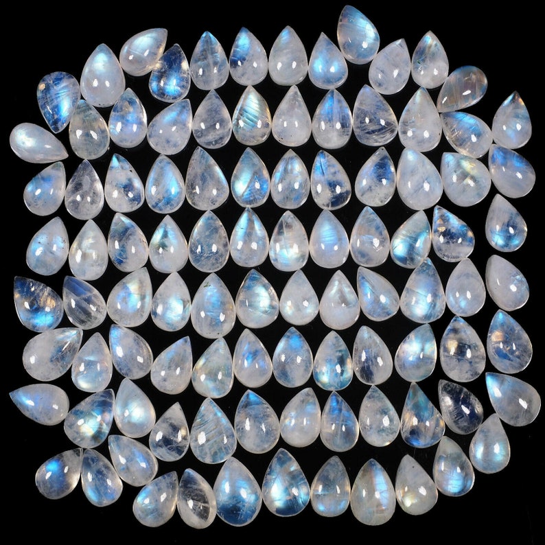 96 Pcs Natural White Rainbow Moonstone Untreated Top Quality Gems 11mm-13mm
