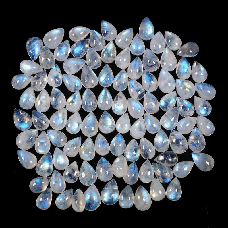 96 Pcs Natural White Rainbow Moonstone Untreated Top Quality Gems 11mm-13mm