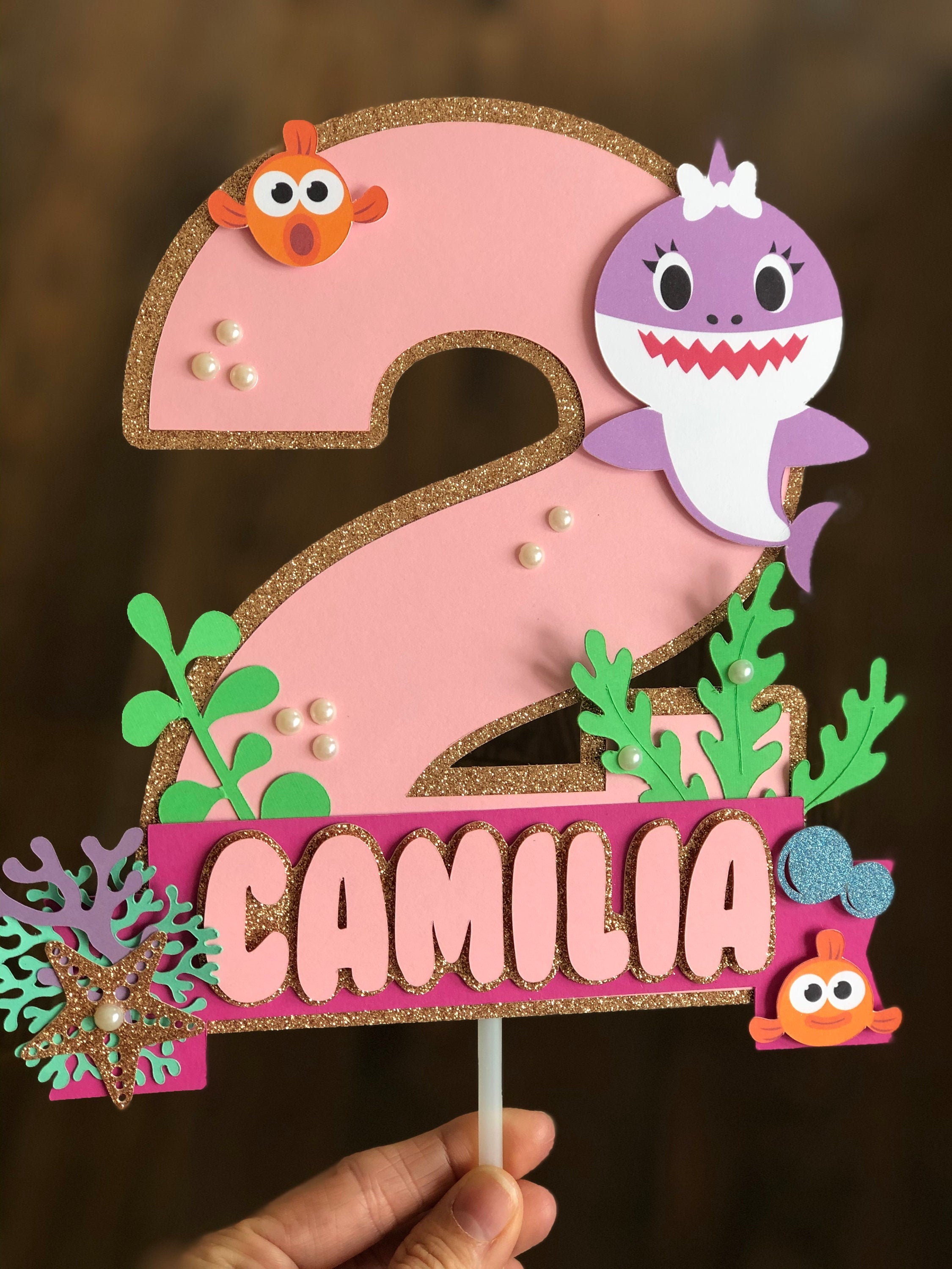 Baby Shark Personalised Name Age Birthday Cake Topper Baby Etsy Baby Shark Personalised Name Age Birthday Cake Topper Baby Etsy